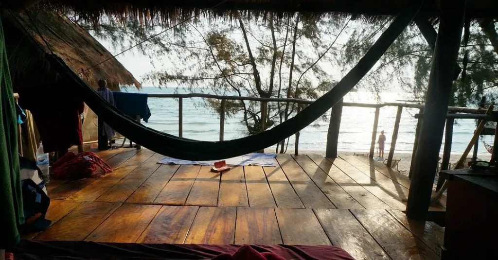 Balcony of a bungalow in the early morning, Koh Rong Island